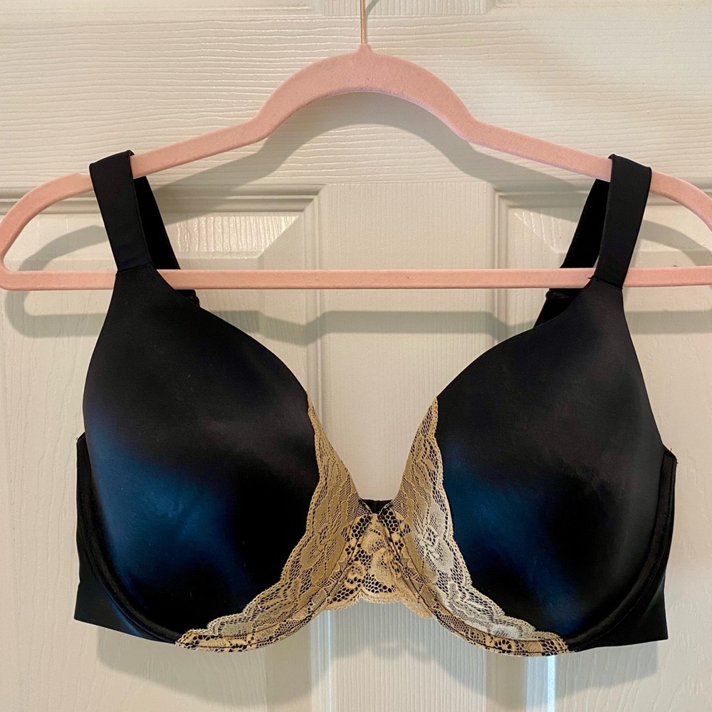 Some Enhancing Black and Tan Lace Bra - 38DD